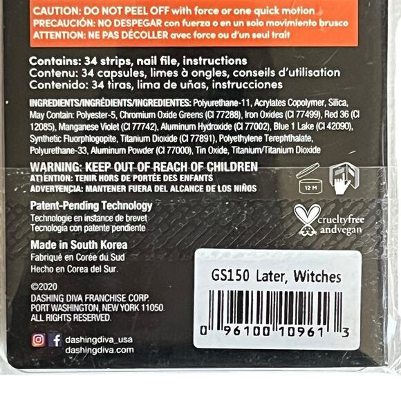 Dashing Diva Gloss Ultra Shine Gel Palette 32 Nail Strips Later, Witches GS150 - Picture 5 of 6